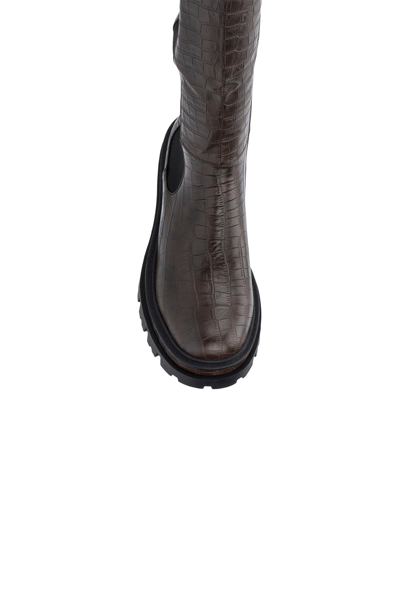 TORGEIS Madina Croc Embossed Lug Sole Boot, Alternate, color, Brown