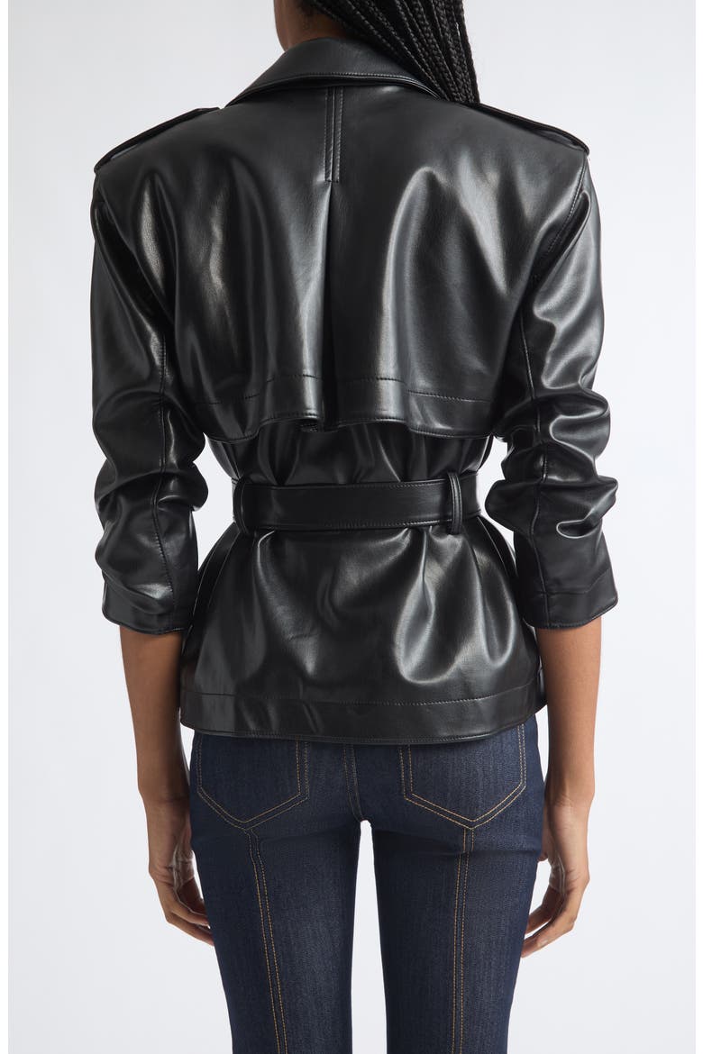 Yates Faux Leather Short Trench Jacket, Alternate, color, BLACK