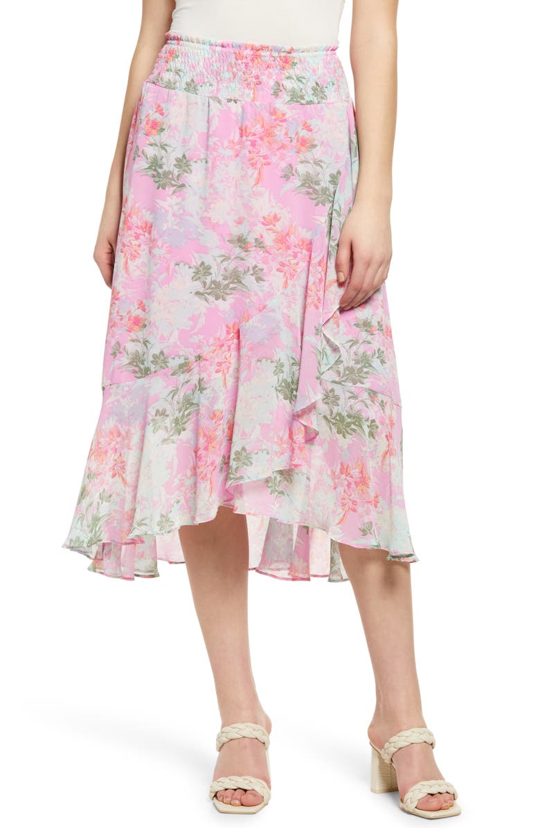 Vince Camuto Floral Ruffle Skirt, Main, color,