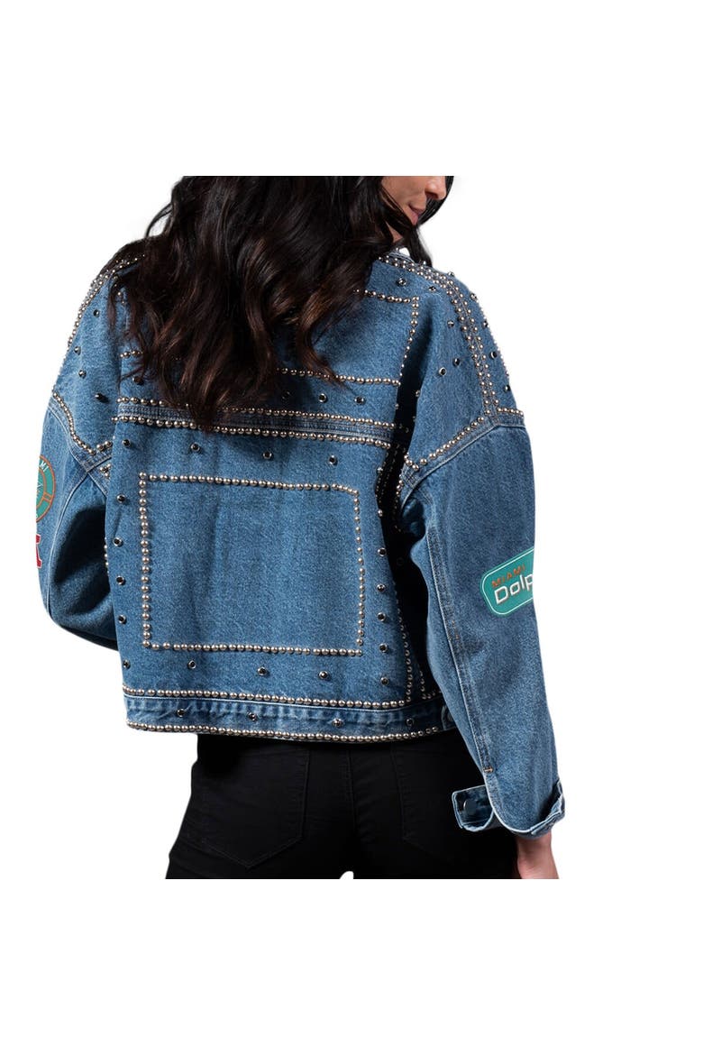 Women's G-III 4Her by Carl Banks Miami Dolphins First Finish Medium Denim Full-Button Jacket, Alternate, color, Blue