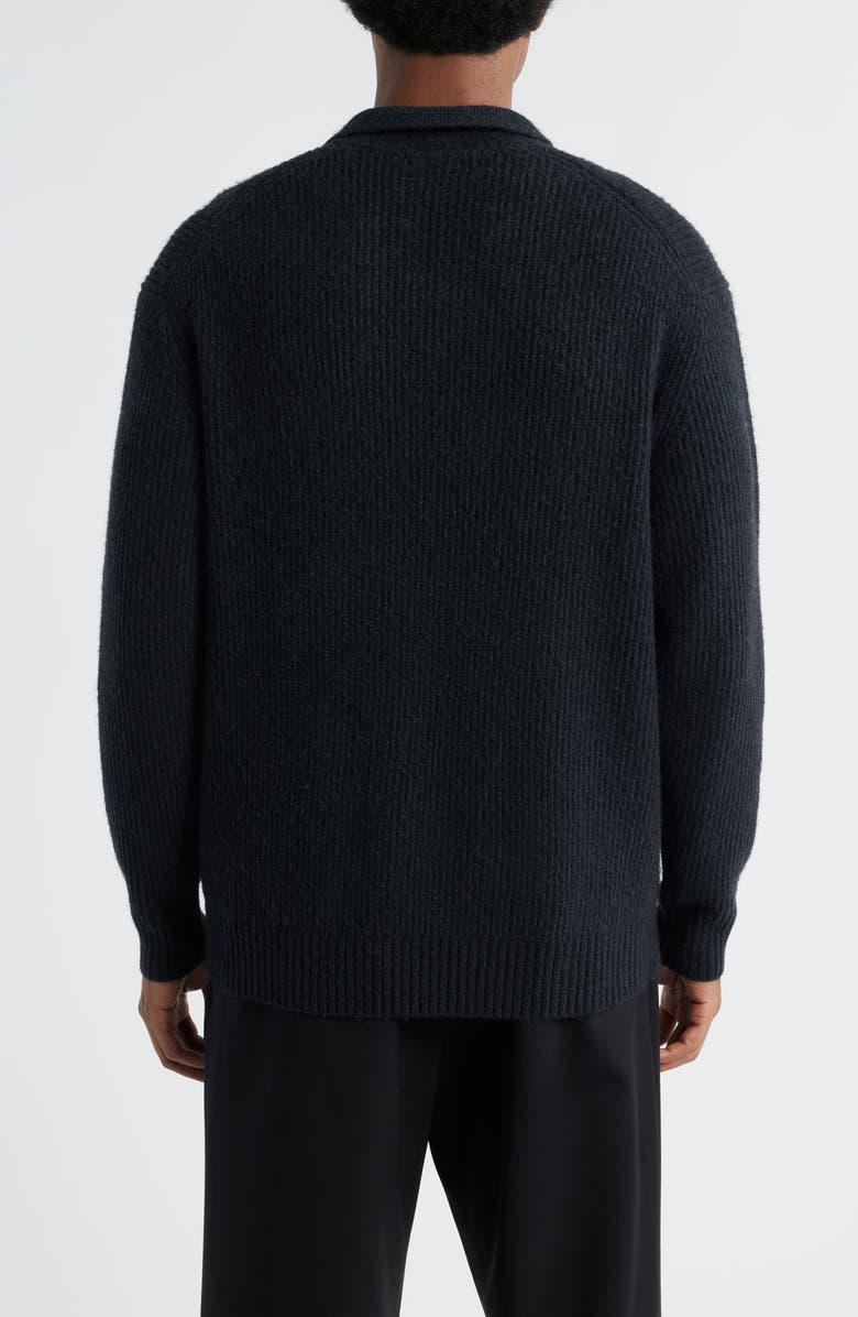 Open Edit Johnny Collar Polo Sweater, Alternate, color, Black Caviar