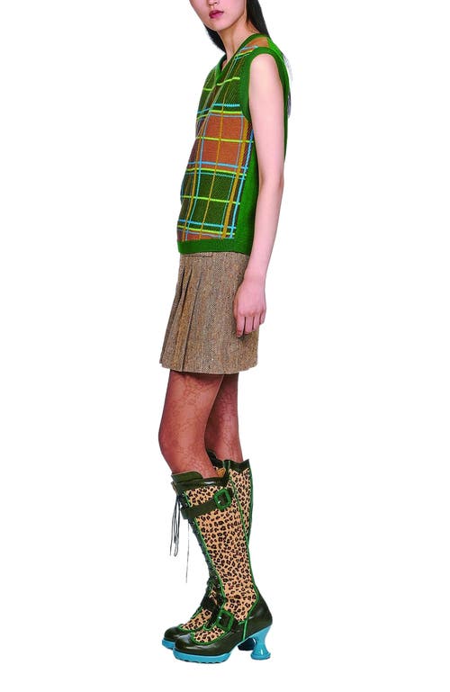 Anna Sui Herringbone Pleated Skirt In Multi