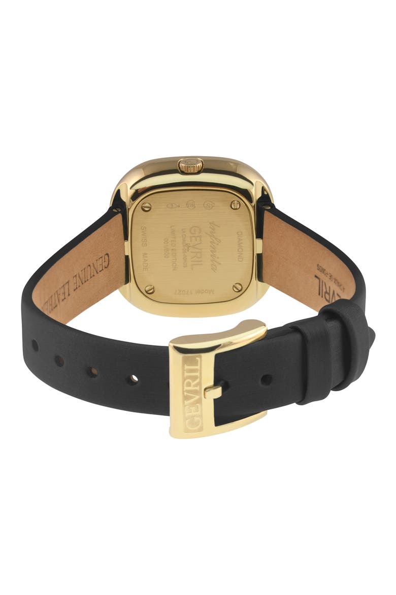 Infinita Diamond Leather Strap Watch, 34mm, Alternate, color, BLACK