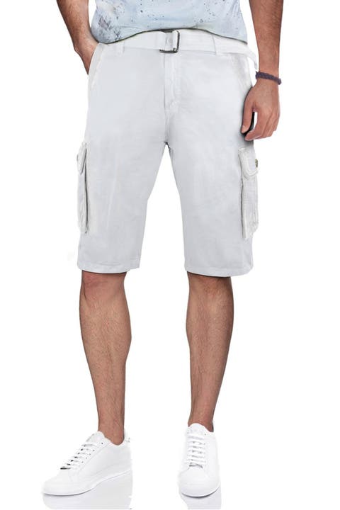 Belted Cotton Twill Cargo Shorts