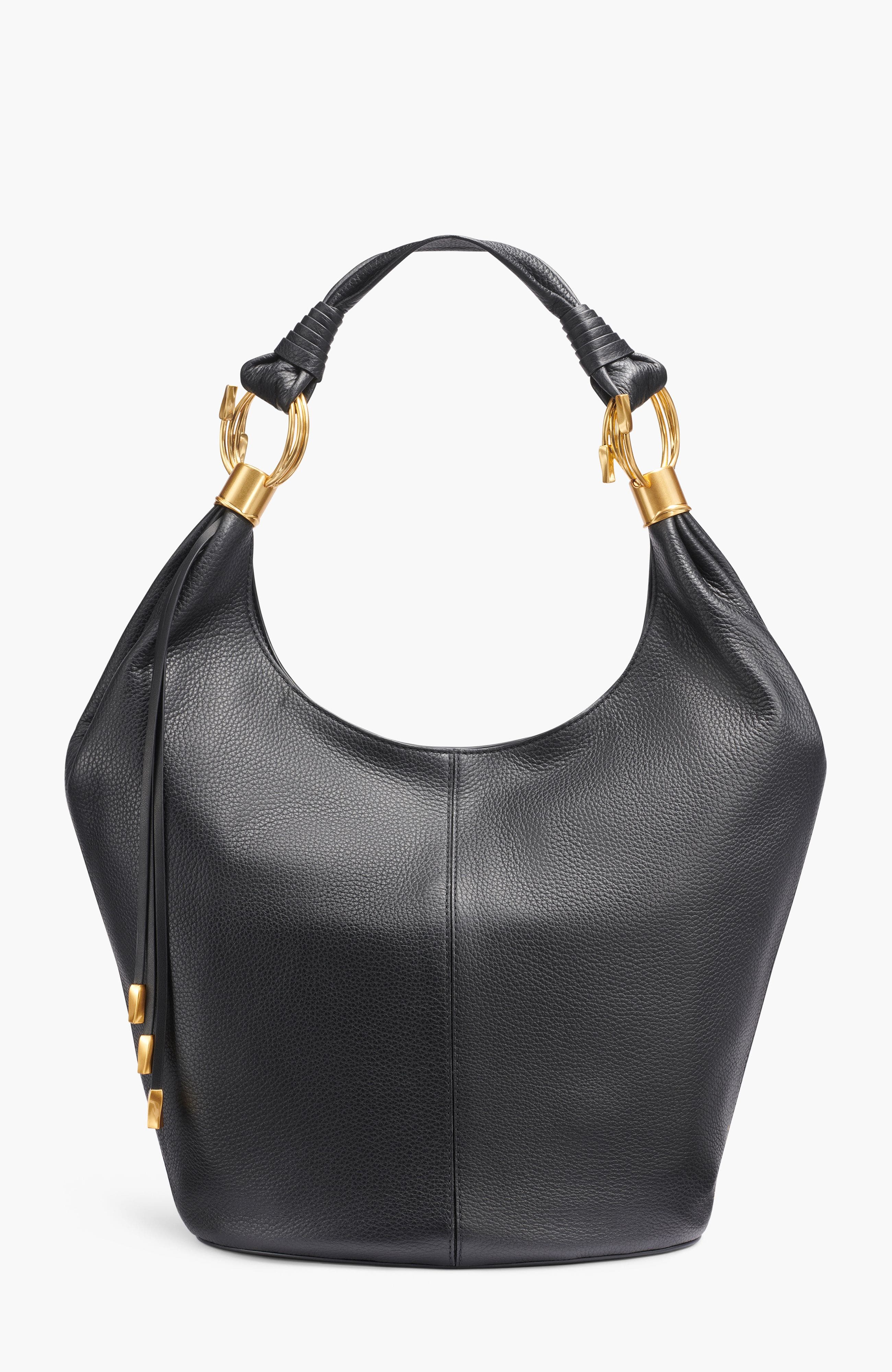 Donna Karan New York Tartan Hobo, Main, color, Blk/Gold