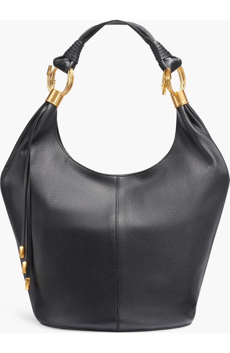 Donna Karan New York Tartan Hobo, Main, color, Blk/Gold