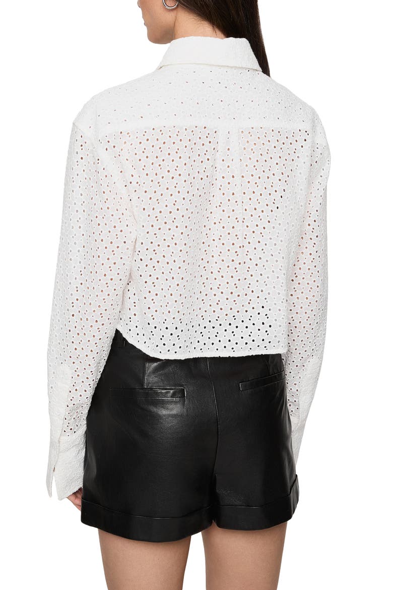 Juna Crop Cotton Eyelet Button-Up Shirt, Alternate, color, BRIGHT WHITE