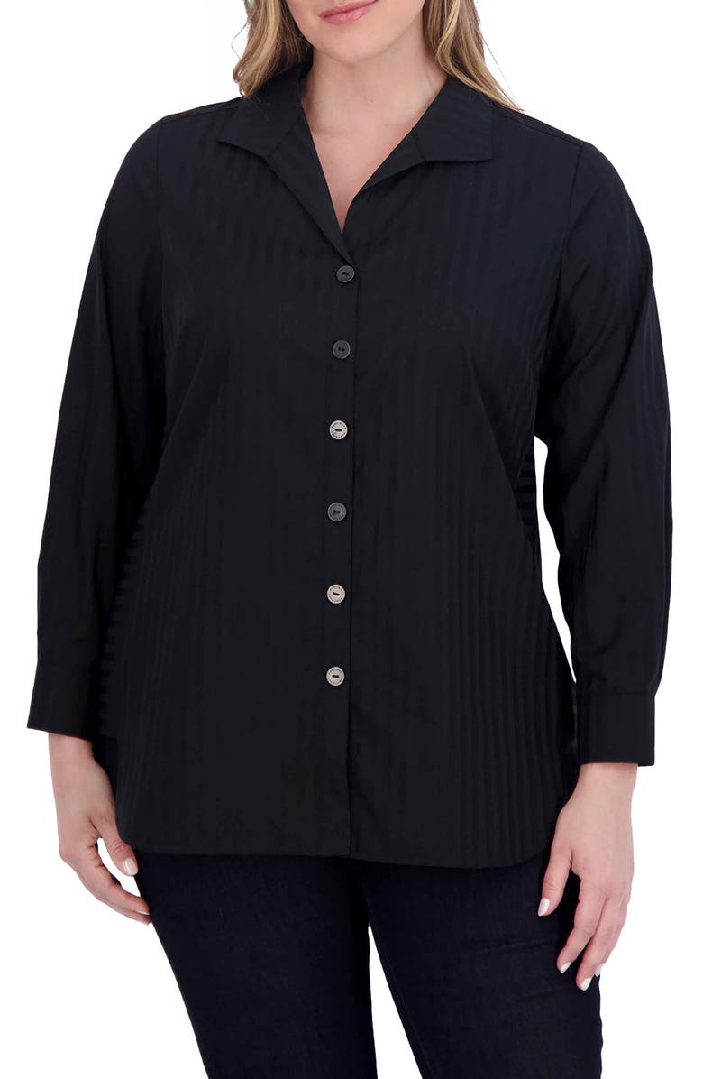 Foxcroft Pandora Stripe Cotton Blend Button-Up Shirt, Main, color, 