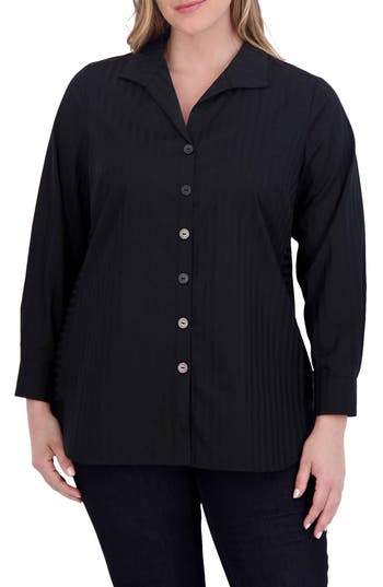 Foxcroft Pandora Stripe Cotton Blend Button-up Shirt