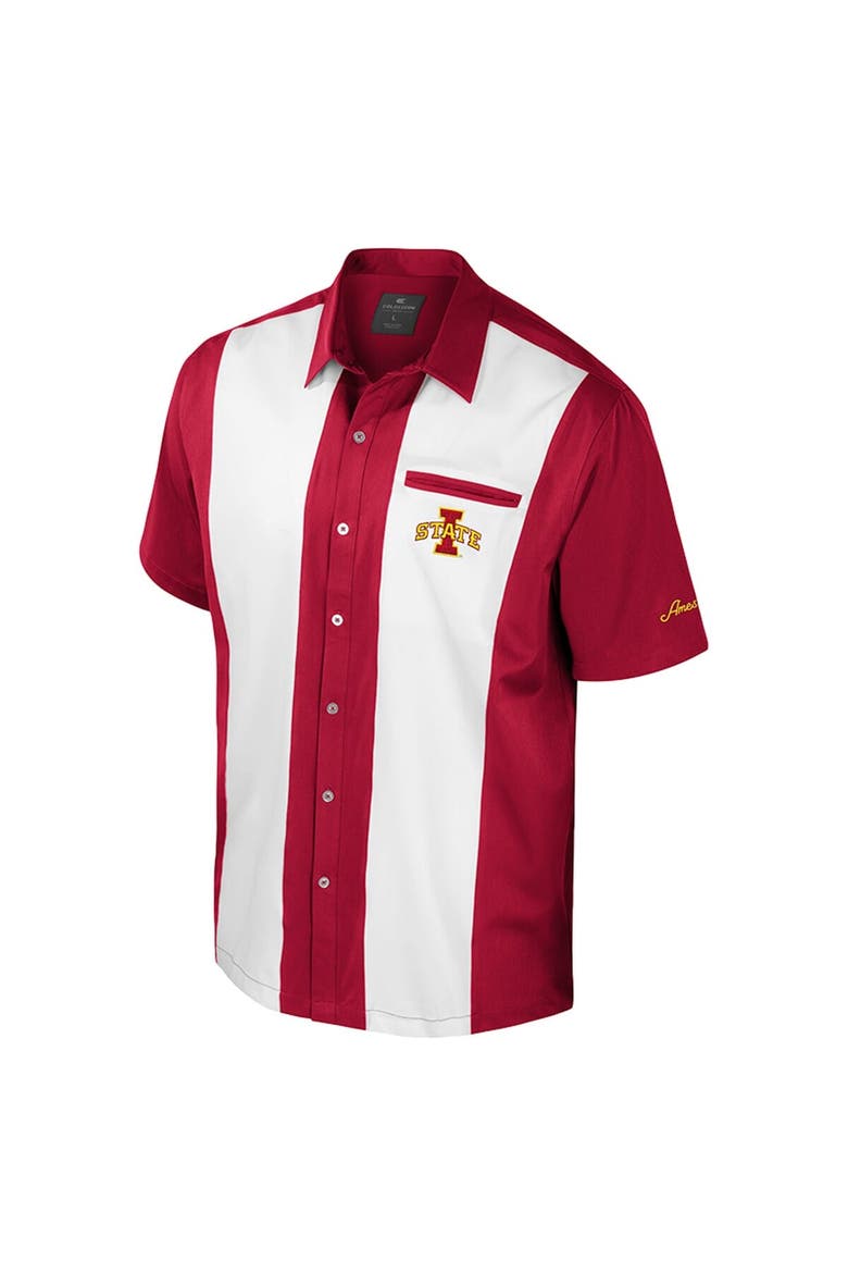 Men's Colosseum Cardinal Iowa State Cyclones Strike Bowling Button-Up Shirt, Alternate, color, Cardinal