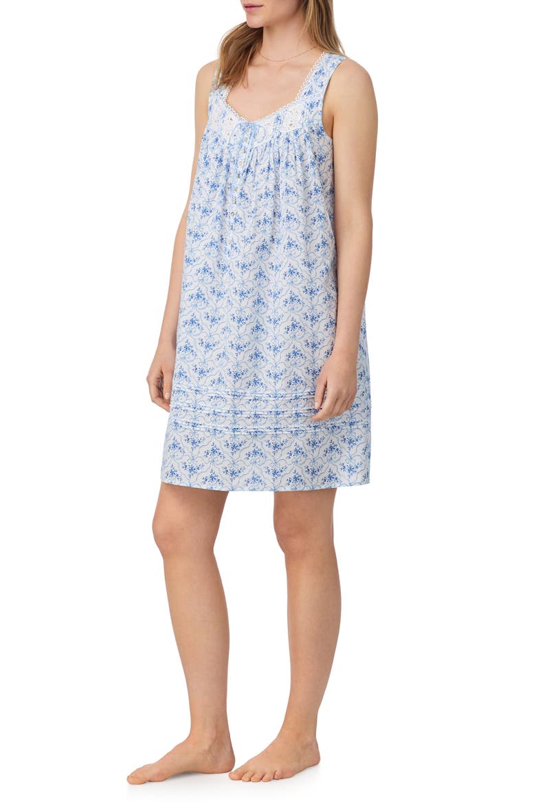 Short Cotton Chemise, Alternate, color, RIBBON PRINT