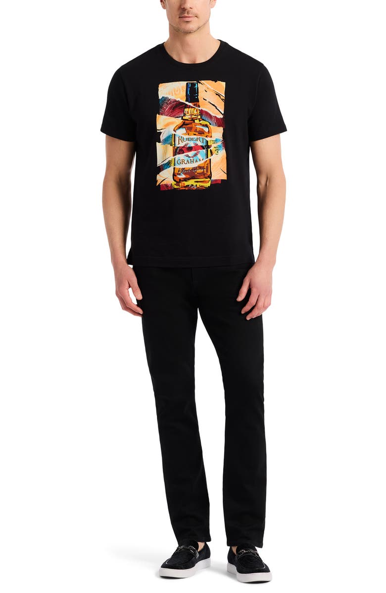 Robert Graham Whiskey Wisdom Short Sleeve Cotton Graphic T-Shirt, Alternate, color, Black