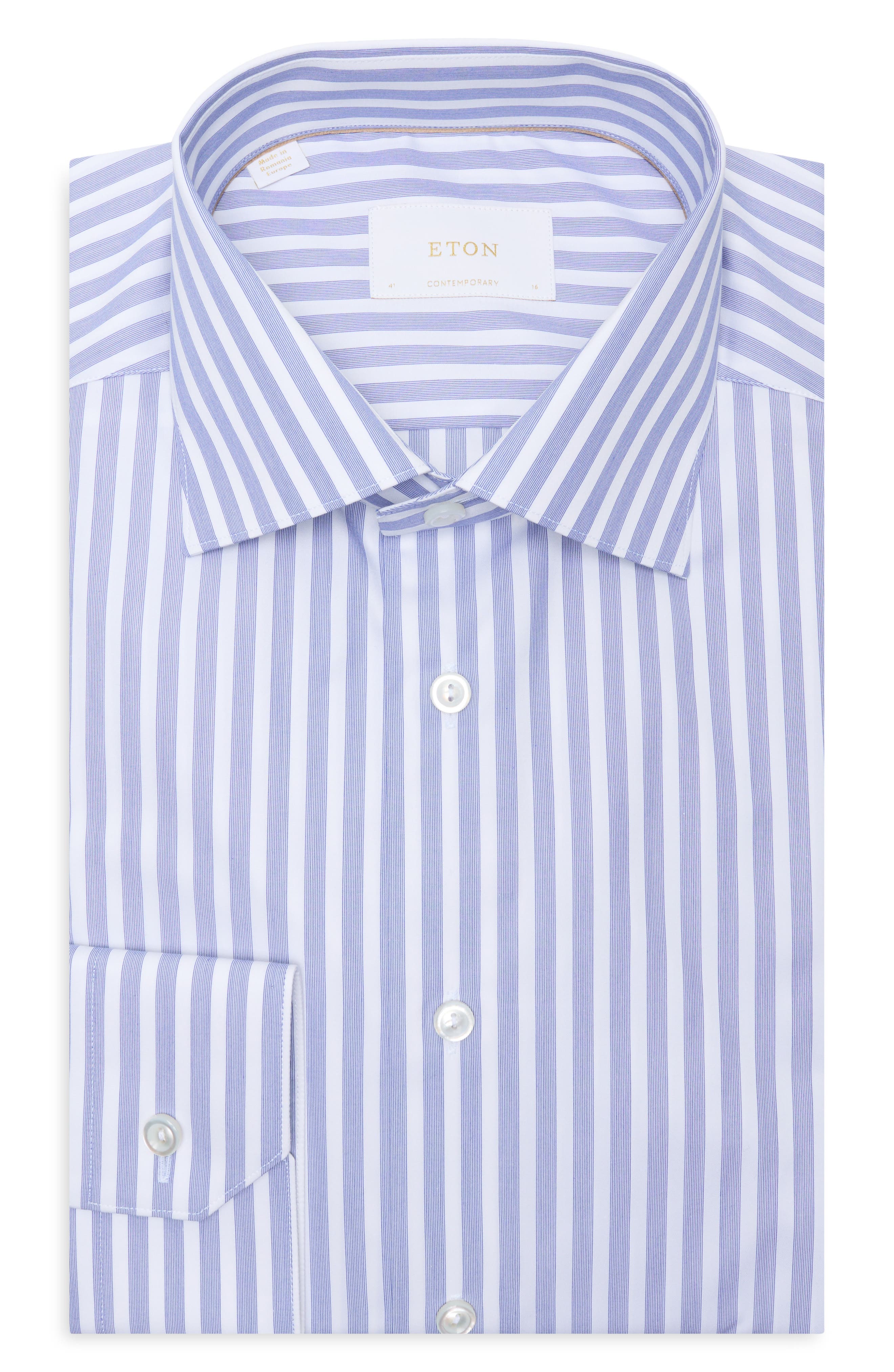 Eton <p>Contemporary Fit Twill Dress Shirt (Big)</p>