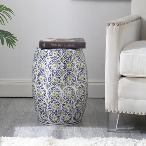 Jonathan Y Lula 17.25" Suzani Ceramic Garden Stool In Blue/green