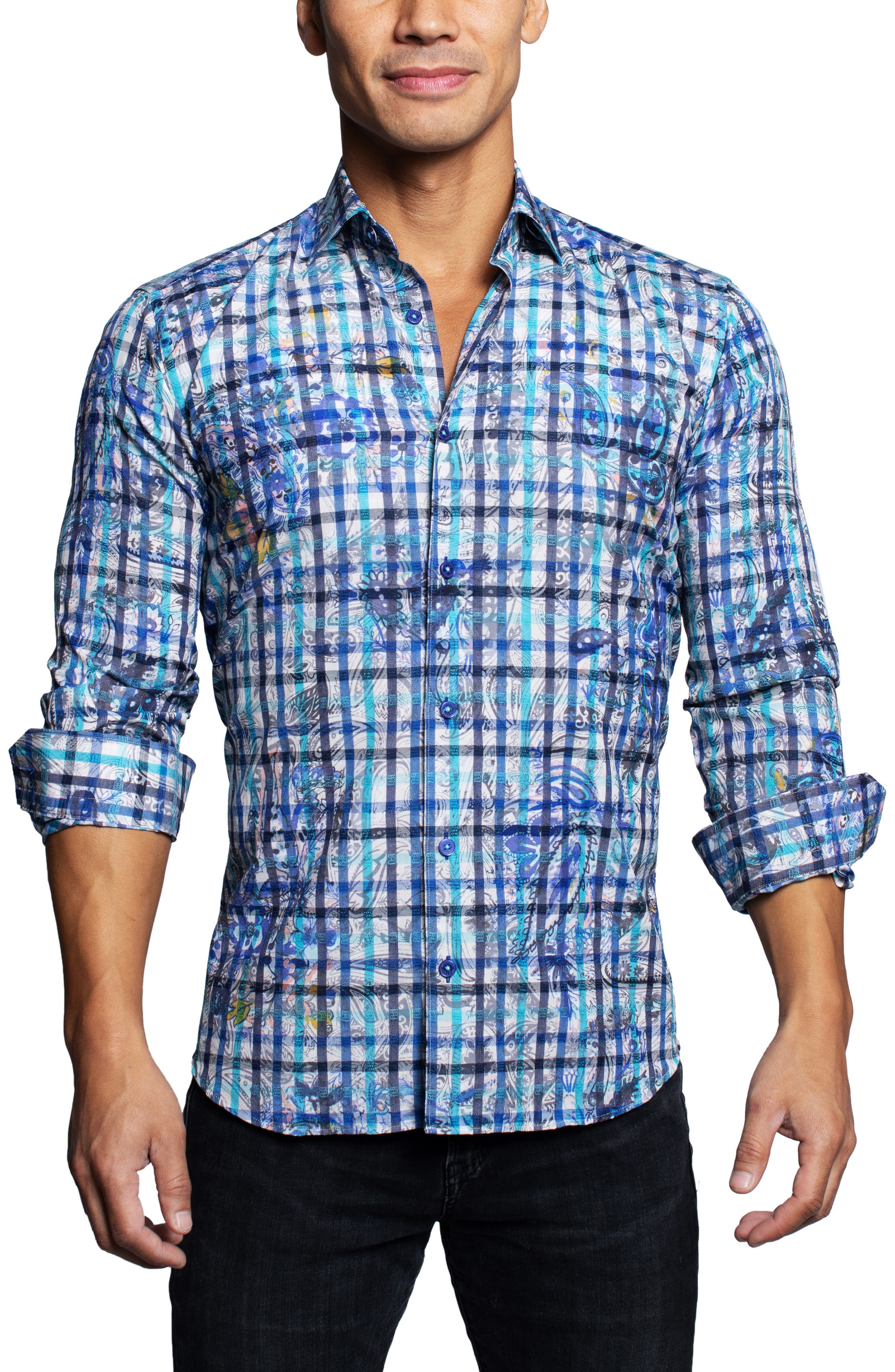 Maceoo Fibonacci Plaidflower Button-Up Shirt (Men) | Nordstromrack