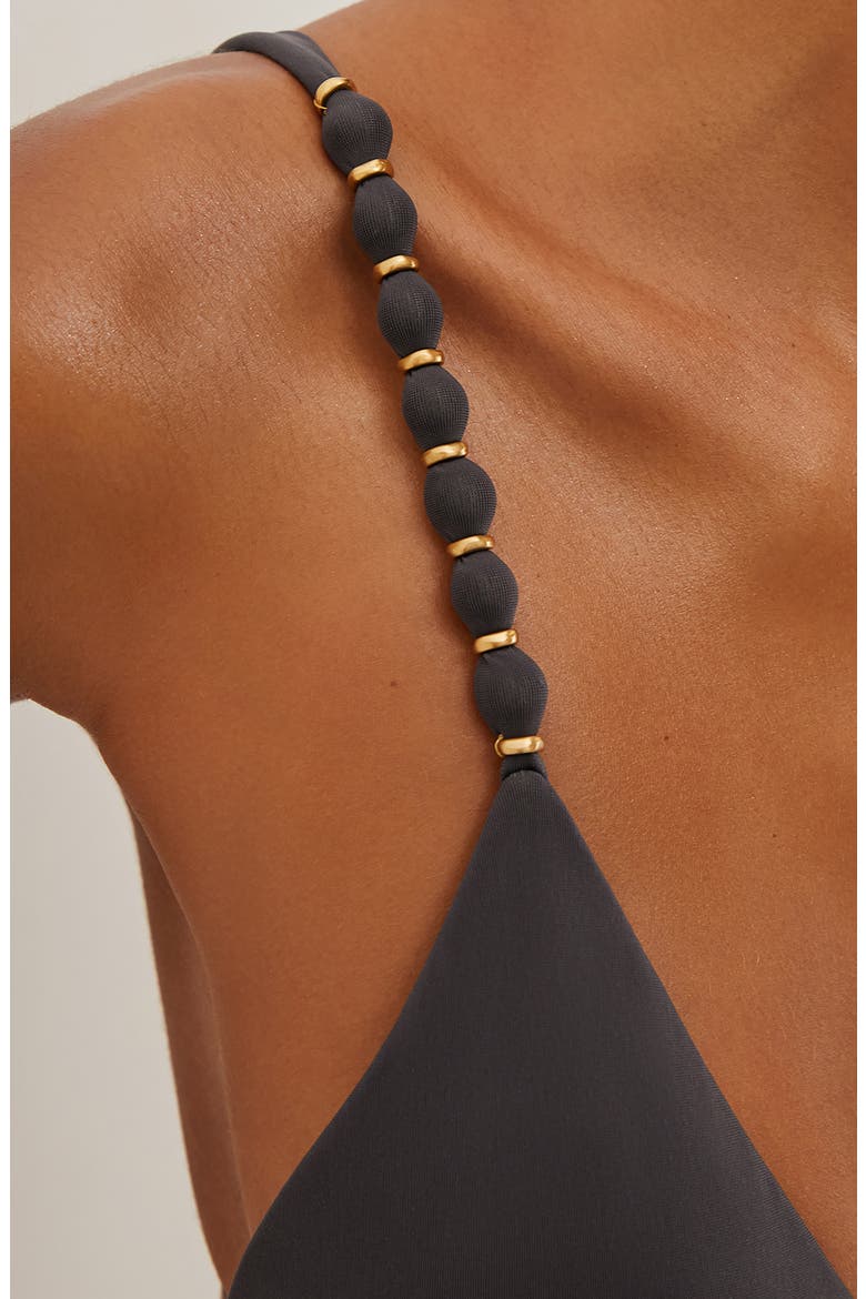 Paral Beaded Triangle Bikini Top, Alternate, color, GREY