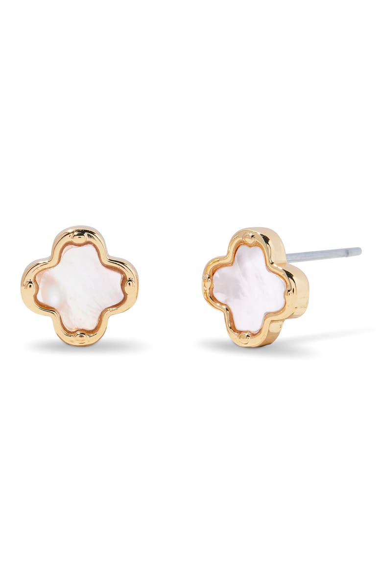 Chatham Clover Mother-of-Pearl Stud Earrings, Main, color, GOLD