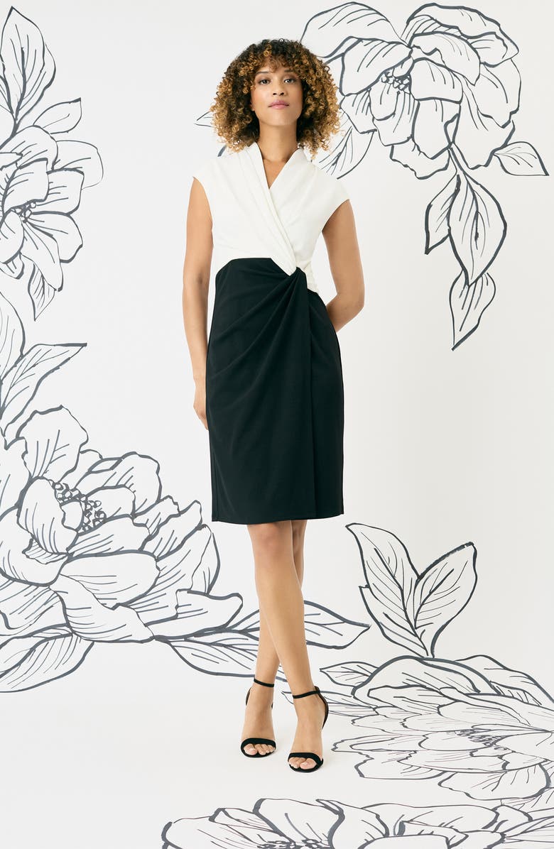 Maggy London Twist Front Colorblock Sheath Dress, Alternate, color,