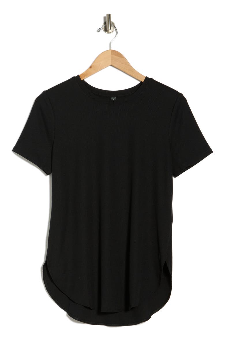 GoWalk® Rib Tunic T-Shirt, Alternate, color, BOLD BLACK