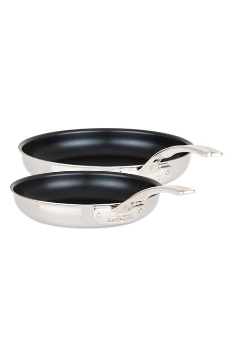 Set of 2 3-Ply Nonstick Stainless Steel Fry Pans