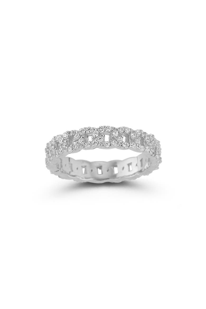Cubic Zirconia Curb Link Ring, Alternate, color, SILVER