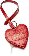 Frances Valentine Heart Croc Embossed Leather Key Chain Wristlet