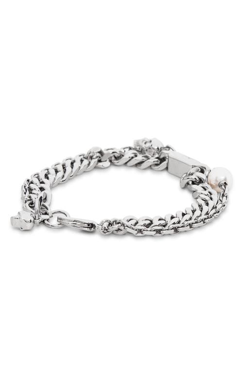 Alexander Mcqueen Skull, Crystal & Faux Pearl Bracelet In Metallic