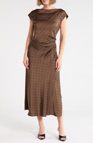 Sam Edelman Flocked Dot Drape Maxi Dress