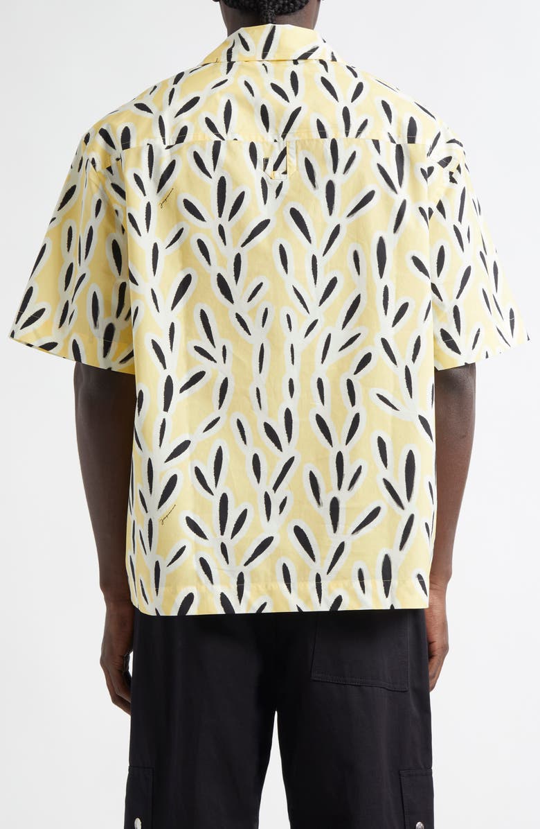 Jacquemus La Chemise Jean Button-Up Shirt, Alternate, color, Print Yellow/ Black