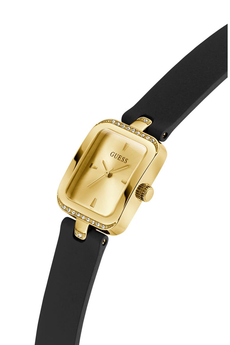 Isla Tank Silicone Strap Watch, 22mm, Alternate, color, BLACK