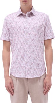 Bugatchi Miles OoohCotton® Pineapple Print Short Sleeve Button-Up Shirt