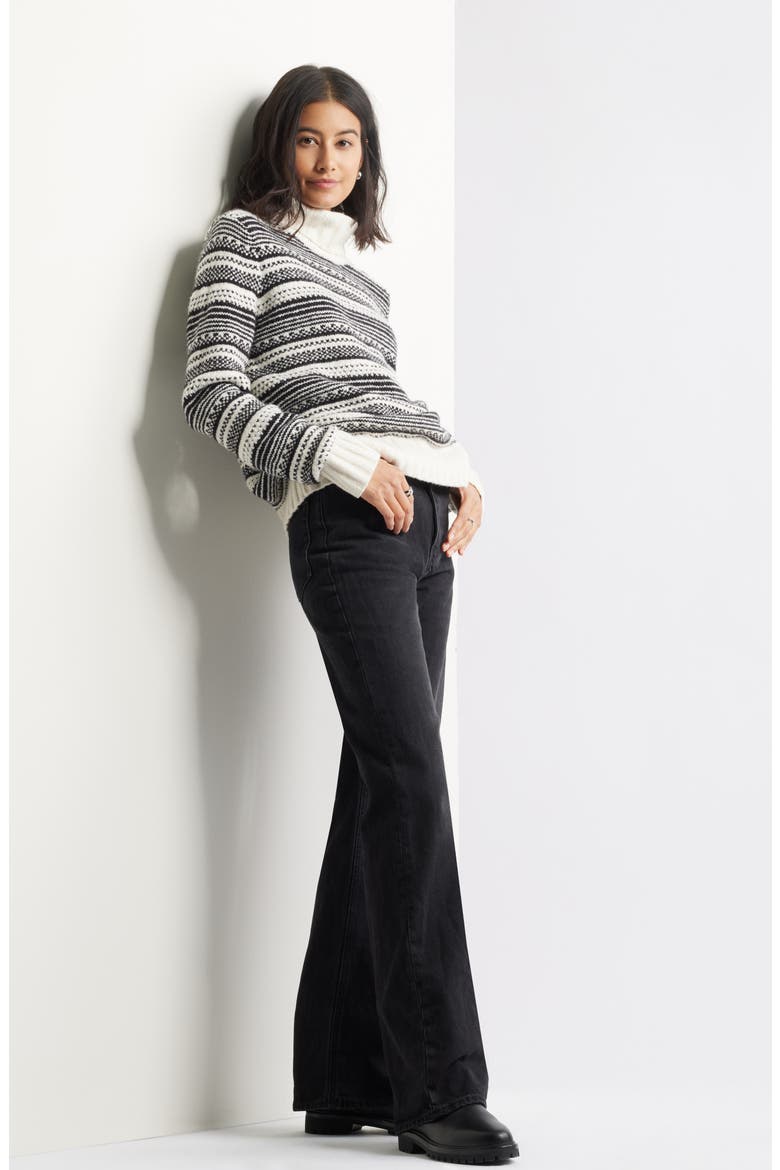 Stripe Jacquard Turtleneck Sweater, Alternate, color, IVORY- BLACK JERSEY STRIPE