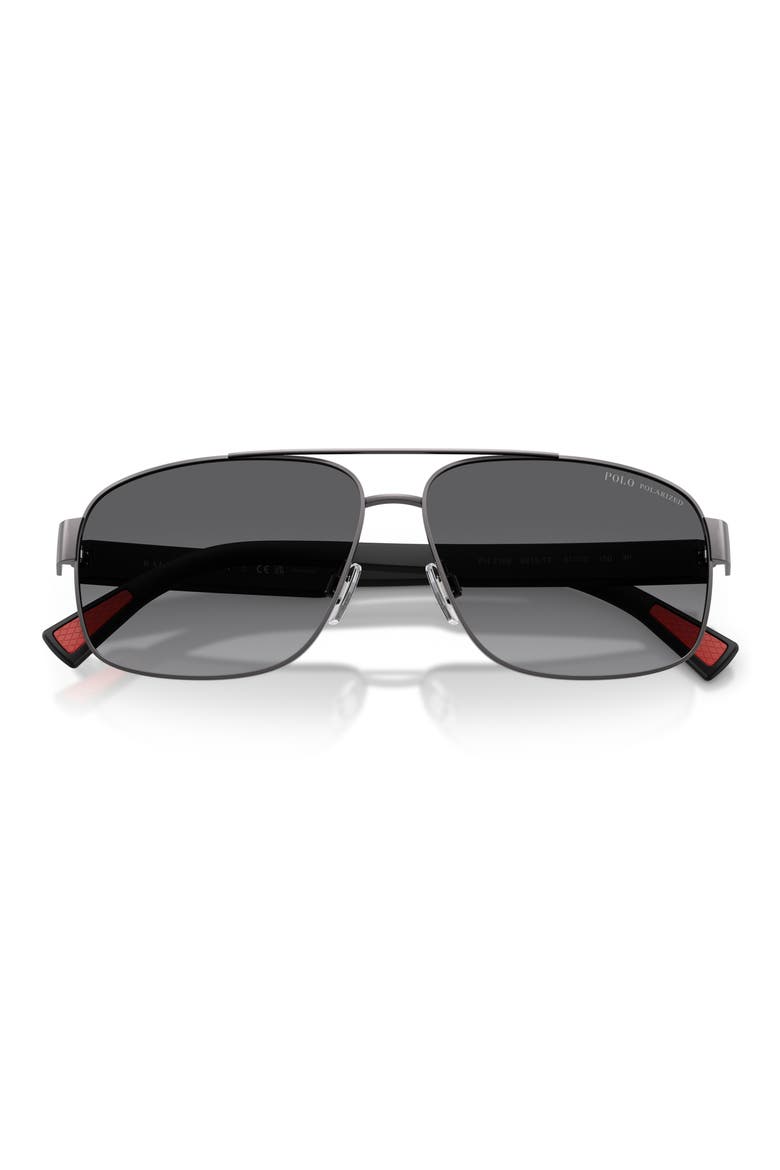 61mm Gradient Polarized Pilot Sunglasses, Alternate, color, SEMISHINY DARK GUNMETAL
