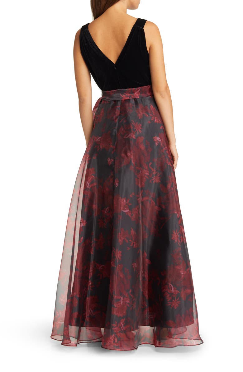 Eliza J Mixed Media Sleeveless Gown, Alternate, color, 