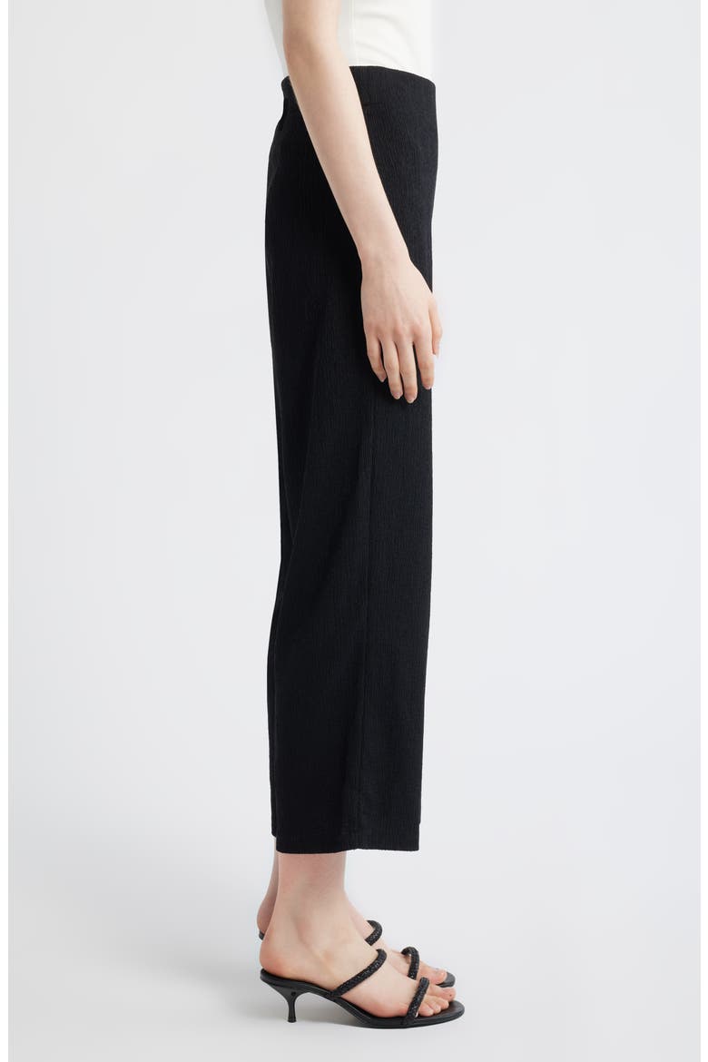 Crinkle Pull-On Ankle Wide Leg Pants, Alternate, color, ANNE BLACK
