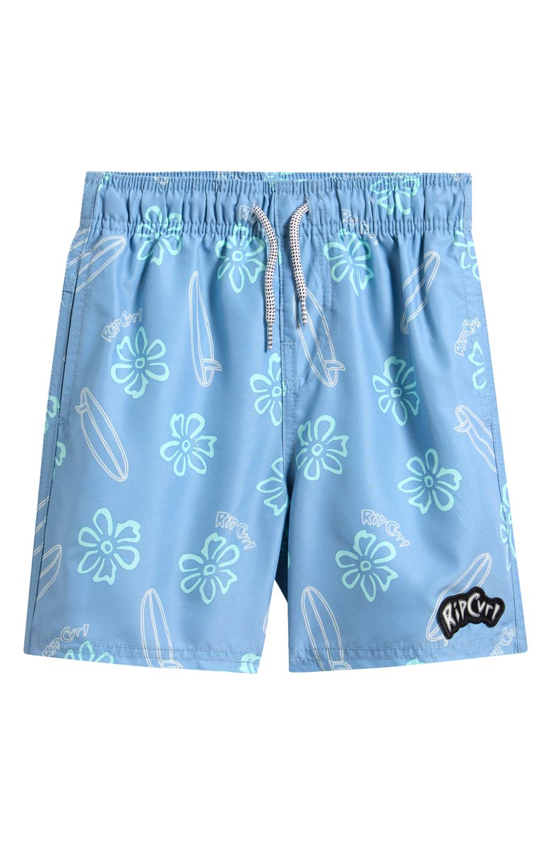 Rip Curl Kids' Ride the Wave Swim Trunks, Main, color, Faded Denim