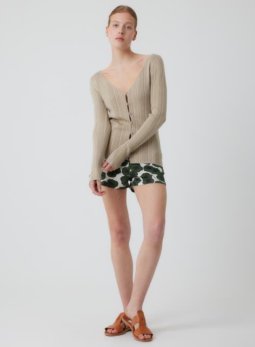 Majestic Filatures Organic Cotton Metallic Rib Knit V-neck Cardigan