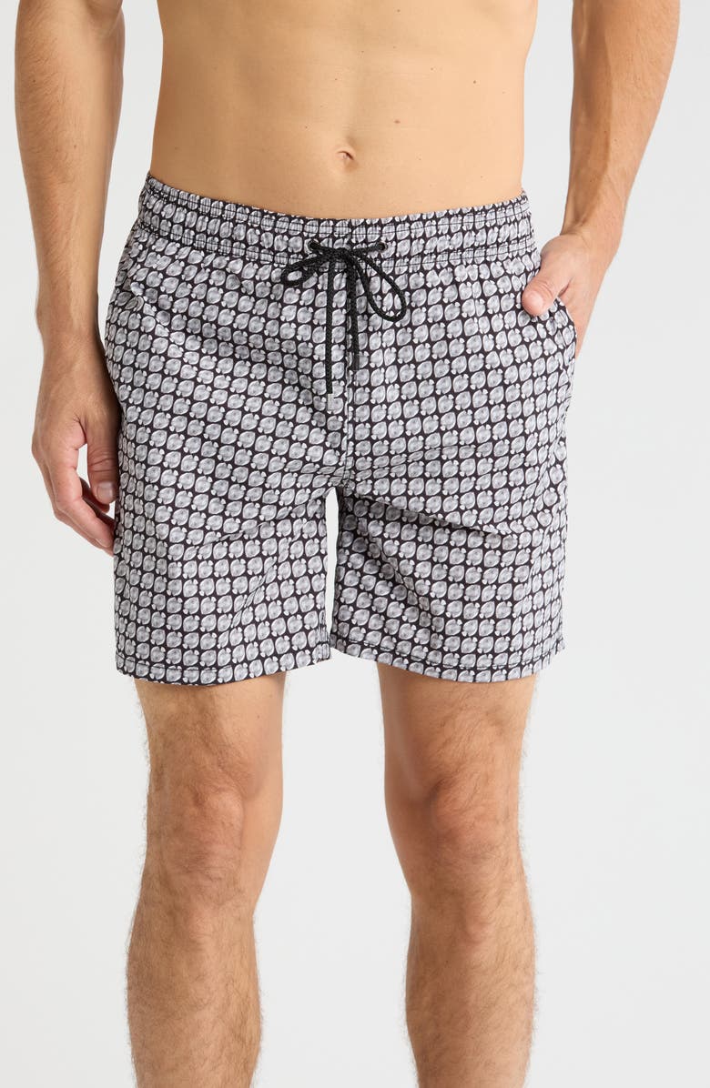 Bugatchi Fish Print Swim Shorts, Main, color,