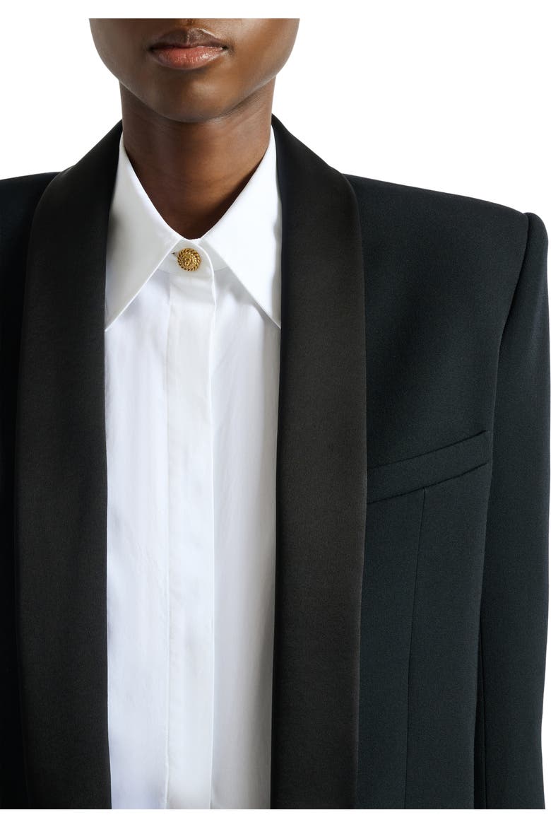 Cropped grain de poudre jacket, Alternate, color, black