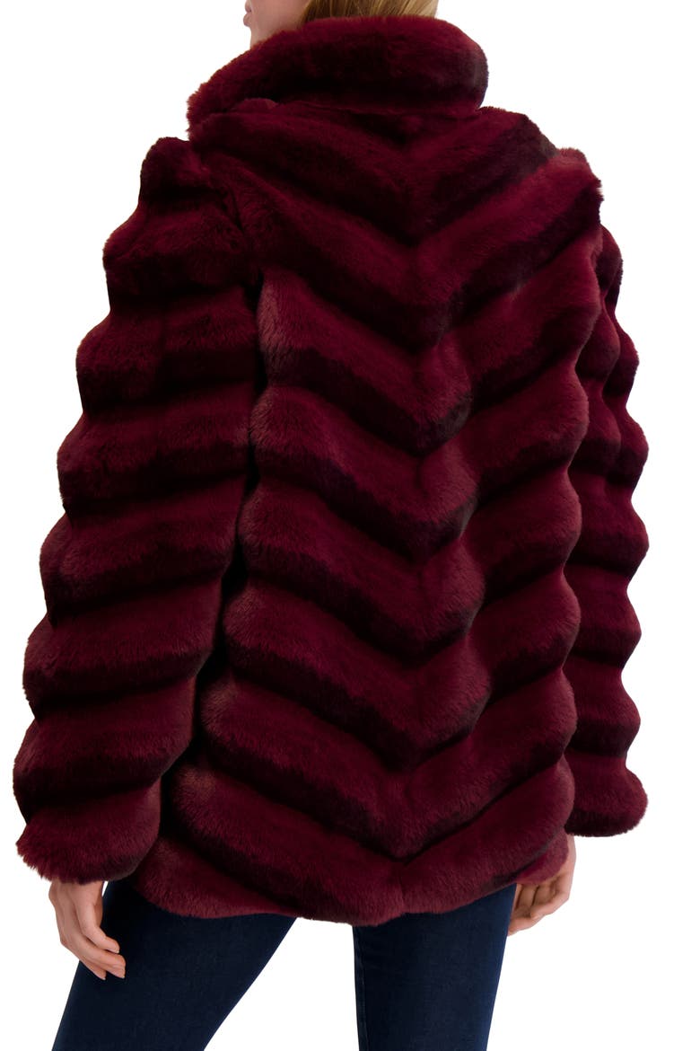Fur-Free Chinchilla (Faux Fur) Chevron Jacket, Alternate, color, WINE CHINCH