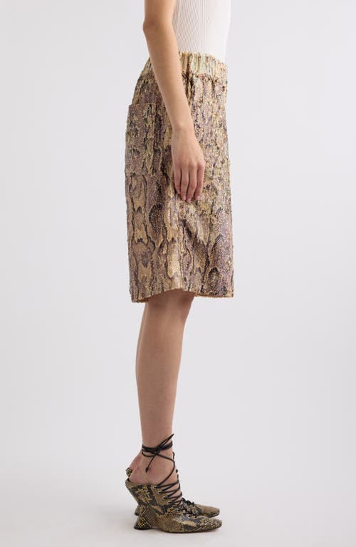 Shop Dries Van Noten Pomy Snakeskin Print Sequin Shorts In Lilac