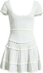 LoveShackFancy Elisavette Stripe Pointelle Tiered Minidress