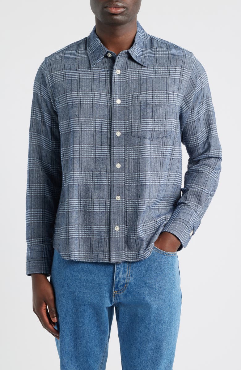Corridor Ocean Parkway Cotton Blend Button-Up Shirt, Main, color, Blue