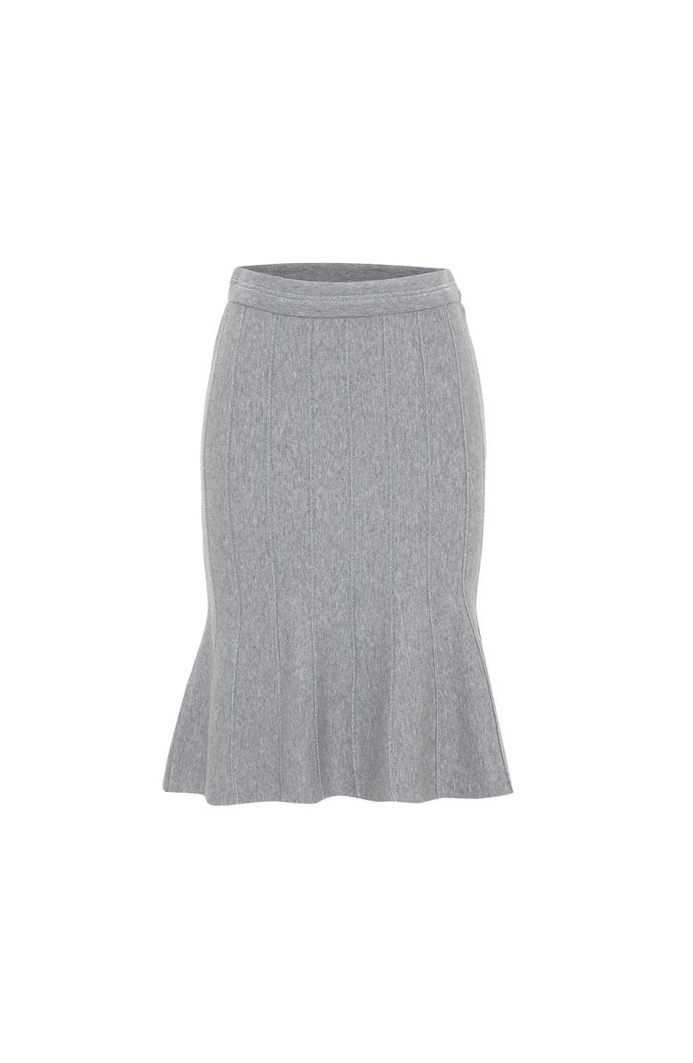 THEO The Label Ersa Shimmer Rib Stripe Tulip Skirt, Main, color, 