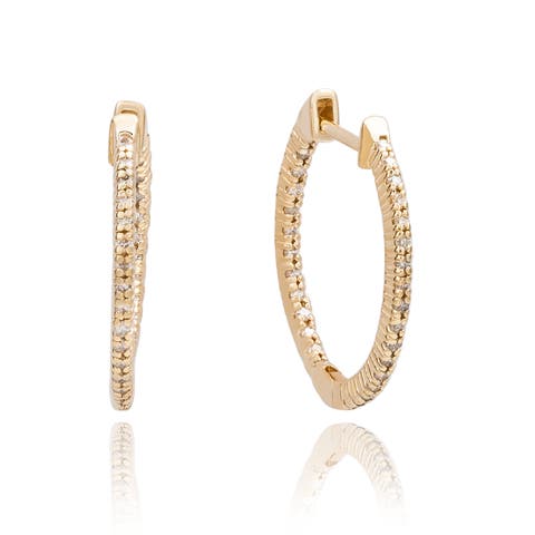 14K Gold 3/4cttw Inside-Out Diamond Huggie Earrings