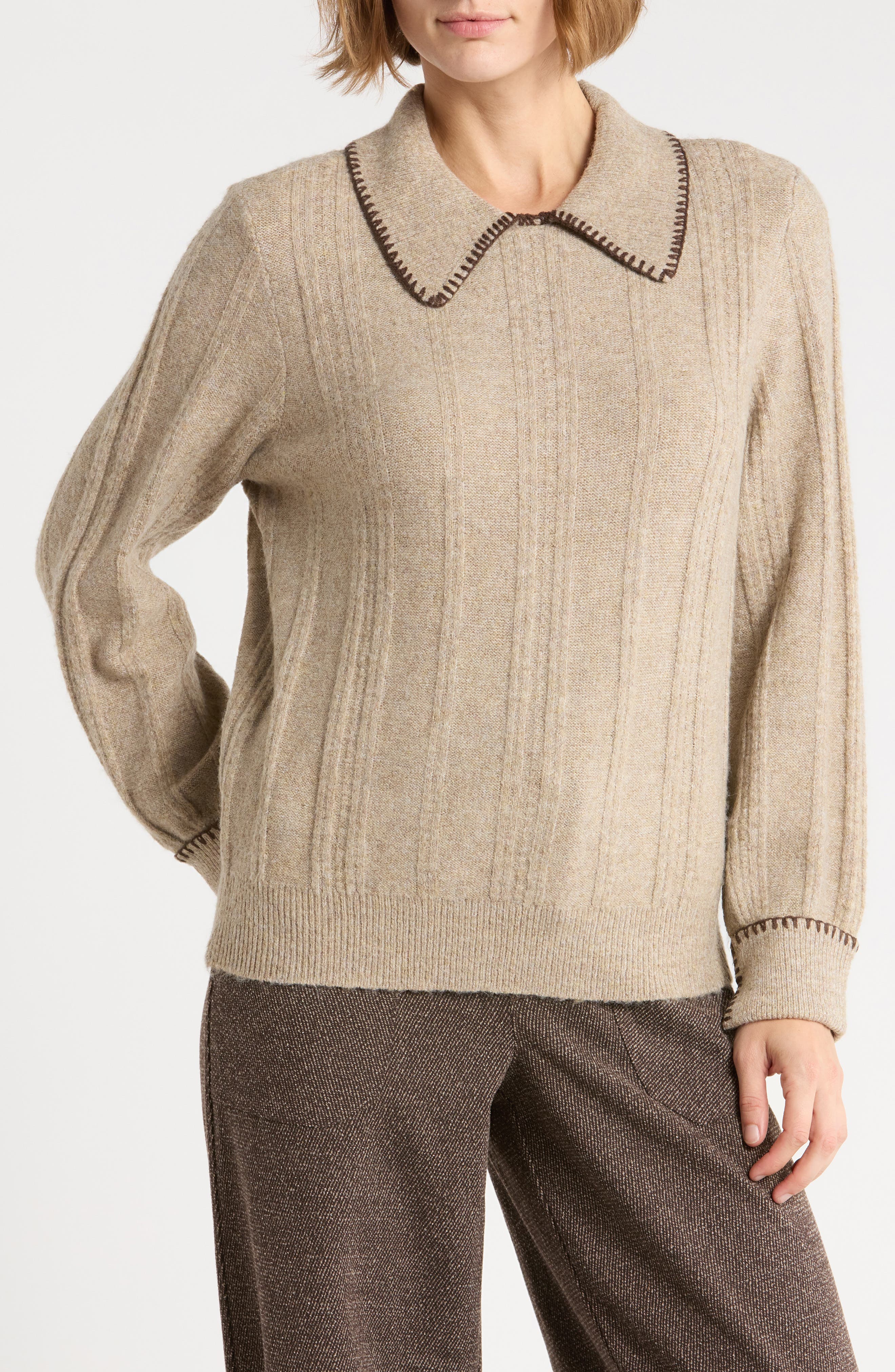 Whipstitch Collared Sweater