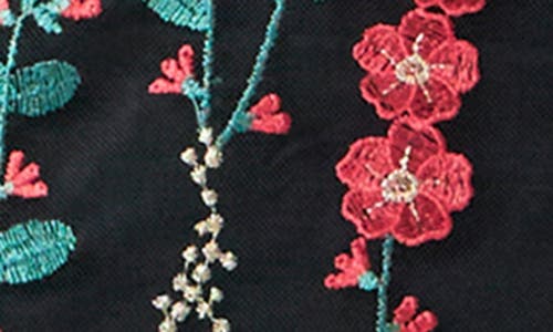 Endless Rose Floral Embroidered Long Sleeve Midi Dress In Red Multi
