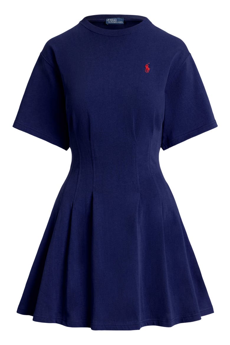 Pleated Cotton Jersey T-Shirt Minidress, Alternate, color, NEWPORT NAVY