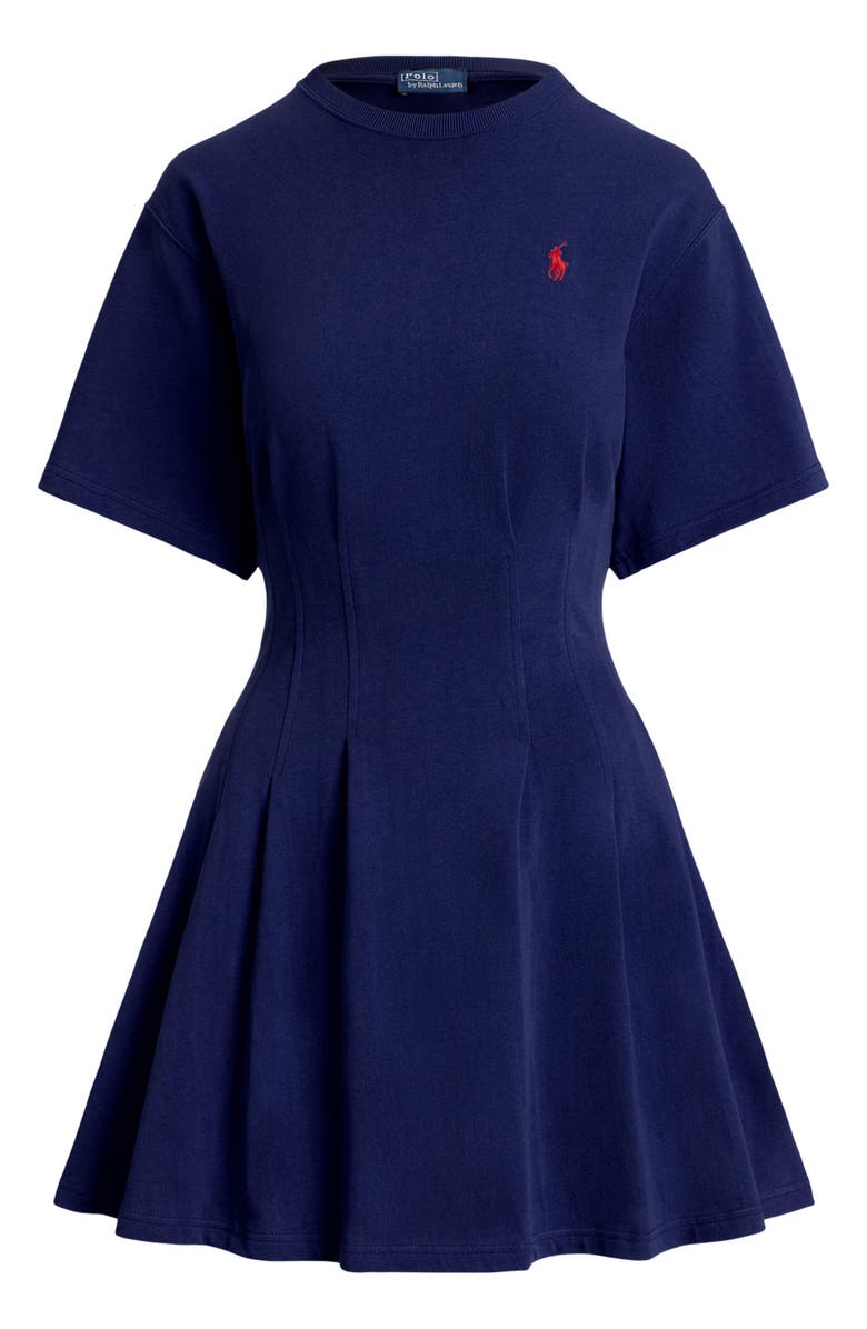 Polo Ralph Lauren Pleated Cotton Jersey T-Shirt Minidress, Alternate, color, Newport Navy