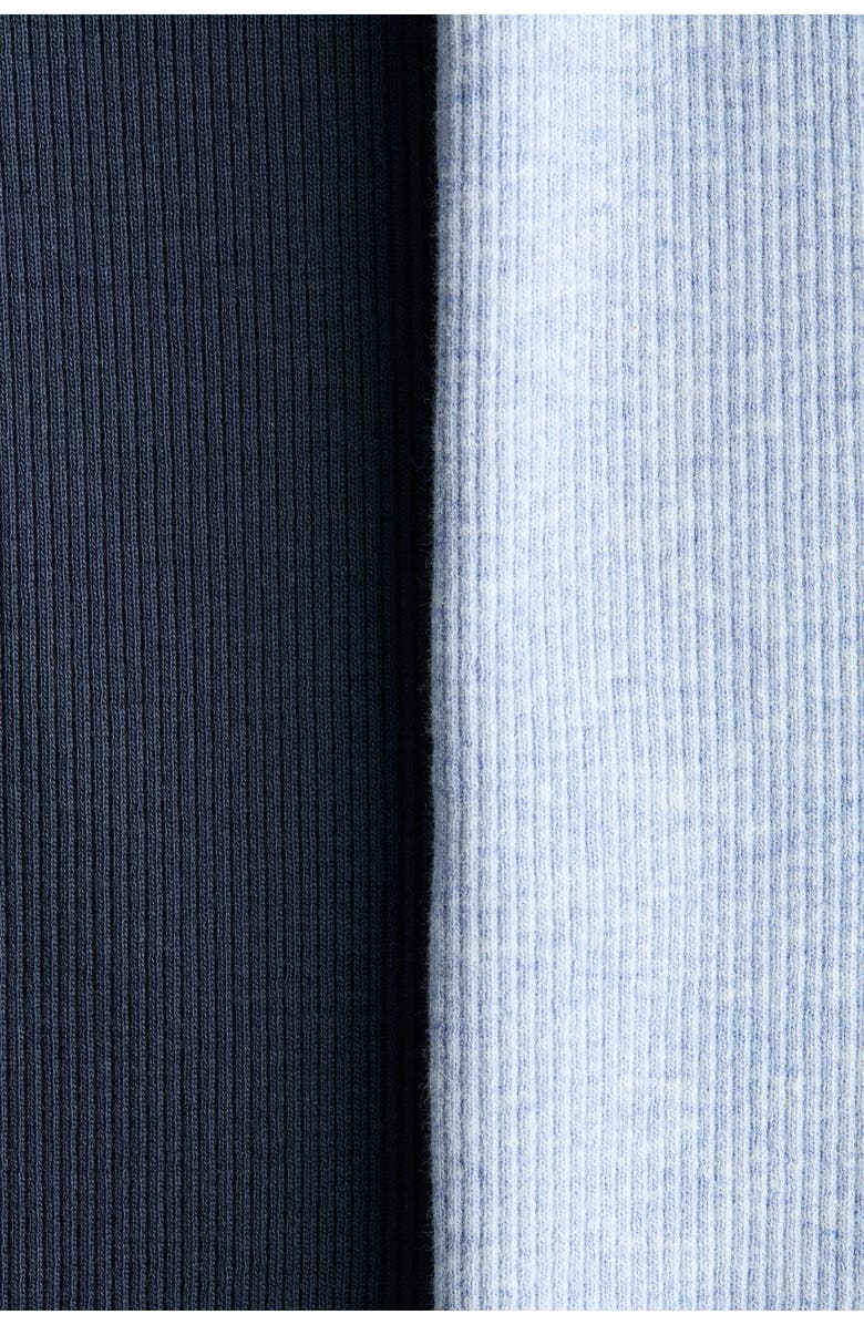 H&M 2-pack cotton henley shirts, Alternate, color, Navy Blue/Light Blue